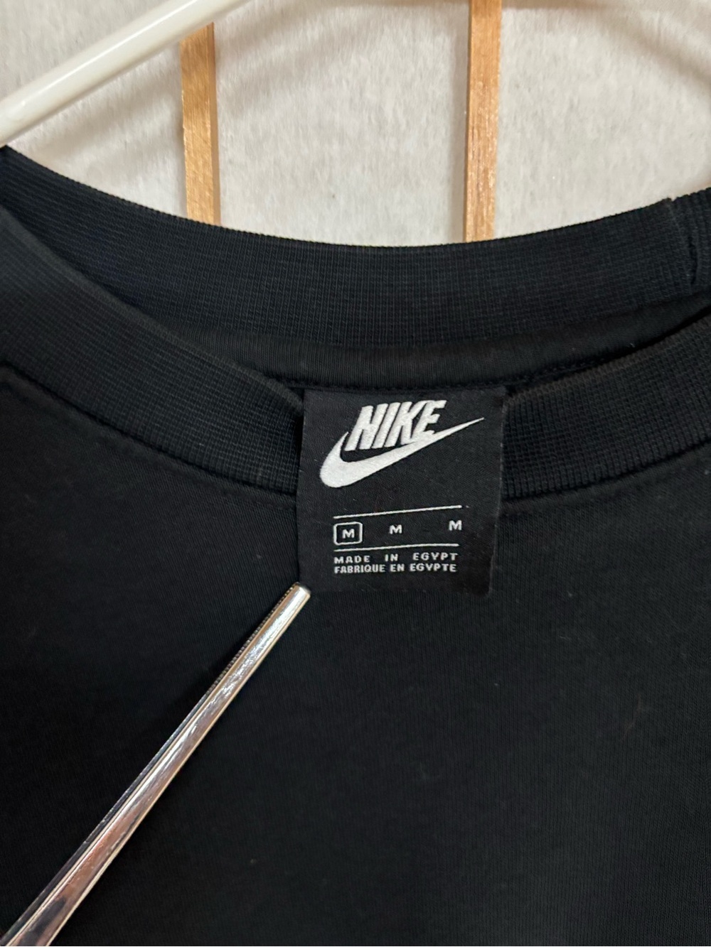 Nike Men’s Black Crewneck Sweatshirt with Red Logo Accents - Picture 3 of 4